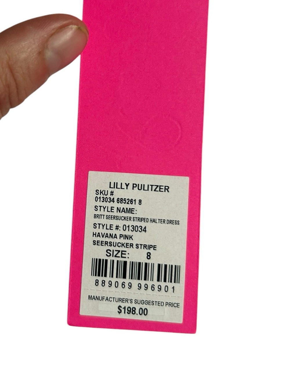 Lily Pulitzer BRITT SEERSUCKER STRIPED HALTER‎ DRESS Havana Pink Size 8 New - Picture 5 of 8